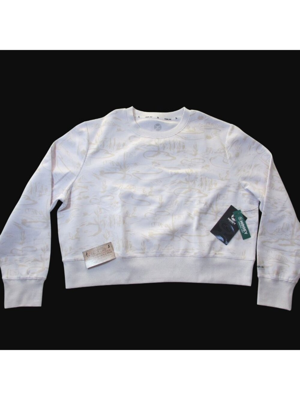 Hooey Women's Long Sleeve Cropped Desert Landscape Pullover Sweatshirt White/Cre
